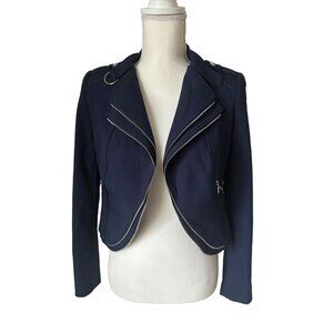WHITE HOUSE BLACK MARKET WHBM Navy Blue Zip Trim Jacket Size 00